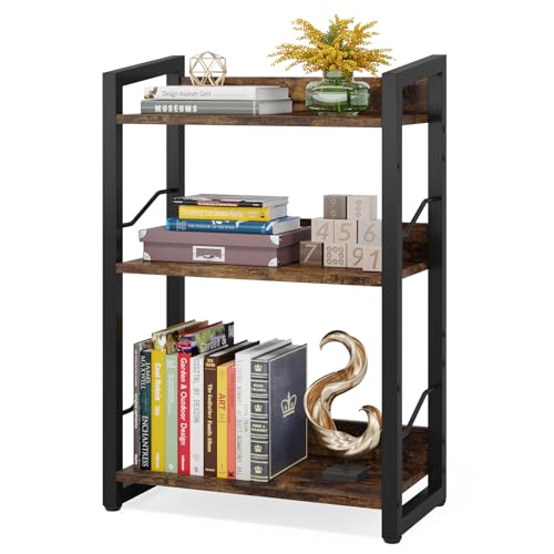 3-Tier Small Bookshelf Bookcase with Edge Protection