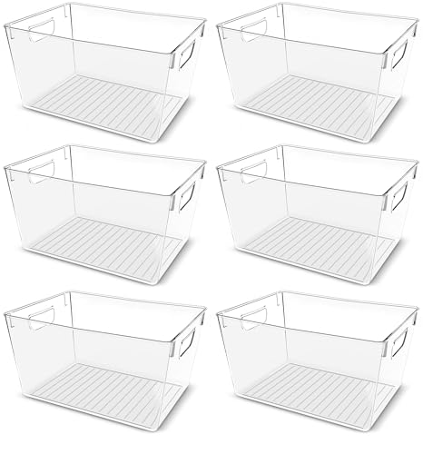 Pantry Organizers and Storage Bins, 6 Pack, Large, Clear