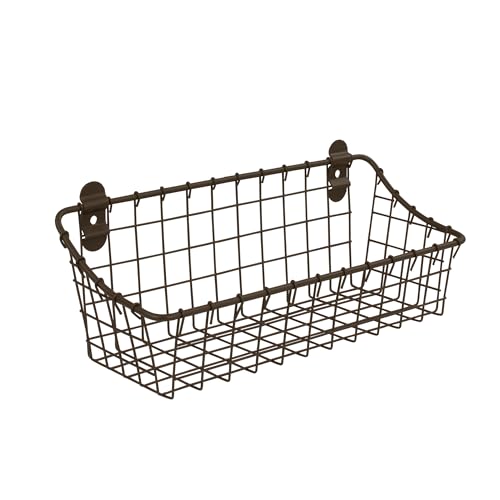 Diversified Vintage Cabinet & Wall Mounted, Rustic Farmhouse Wall Décor & Organization, Small Wire Basket, Decorative Storage, Bronze