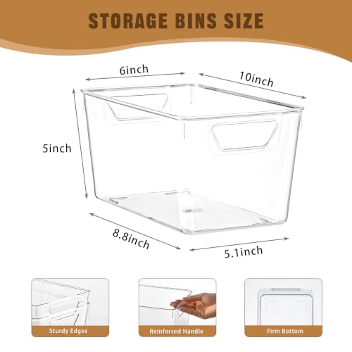 12 Pack Pantry Organization and Storage,Clear Plastic Storage Bins - view 2