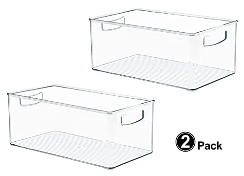 2 Pack Straight Sides Stackable Pantry Organizer Bins for Home Edit - 13.5''L x 7.5''W x 5.5''H - view 2