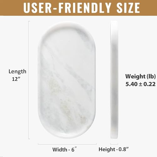 African Natural Marble Decorative Tray, 12"x6" - Countertop Organizer, Catchall Tray for Perfume, Candles, Jewelry - view 2