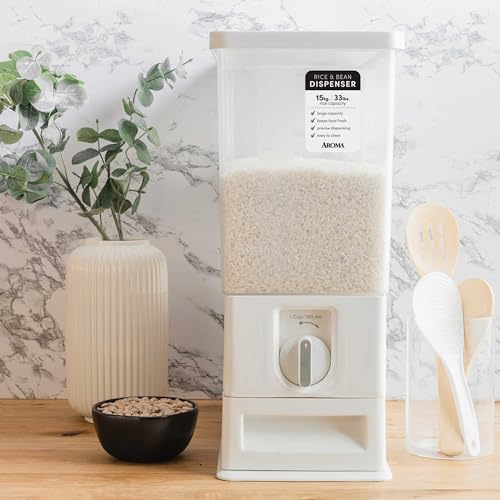 XL 33-Pound Rice Dispenser and Countertop Beans or Grain Storage Bin with Automatic Measuring Funnel (ARD-133) - view 5