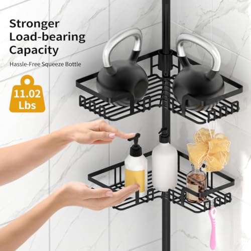 Shower Caddy Tension Pole with 2 Towel Bars, Bathroom Organizer - view 6