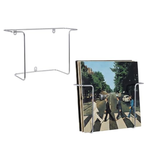 Set of 2 Silver Metal Wire Vinyl Record Wall Mounted Display Racks