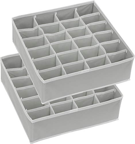 2 Pack Closet Sock Organizer, 24 Cell, Gray - view 3