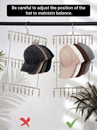 Closet Hat Organizer with 30 Clips, Foldable Hanging Storage Rack for Baseball Caps, Hat Rack - view 5
