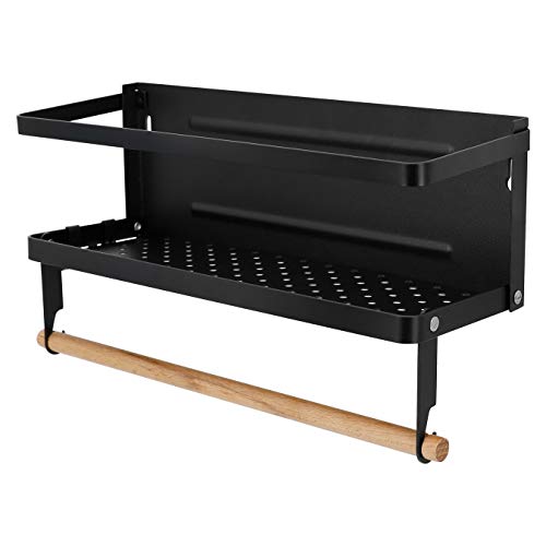 Magnetic Spice Rack, Fridge Organizer with Paper Towel Holder, Black - view 2