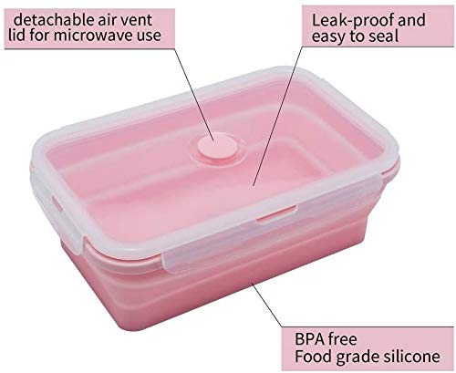 4PCS Silicone Collapsible Food Storage Containers with Lids Silicone Lunch Box BPA free for Kitchen Pantry Organization Microwave Freezer, Foldable Design for Outdoor Camping Picnic (Blue) - view 5