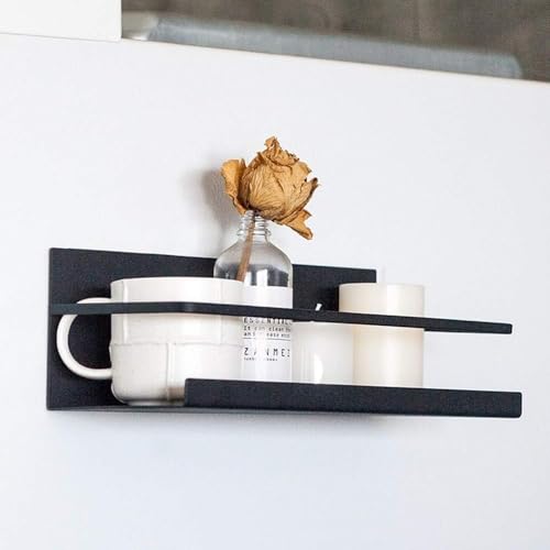 Fridge Spice Rack Organizer Single Tier Magnetic Refrigerator Spice Storage Magnet Shelf, Black,1PC - view 3