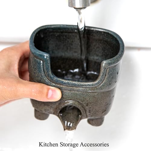 Ceramic Sponge Holder with Drainage，Farmhouse Sink Caddy - view 2