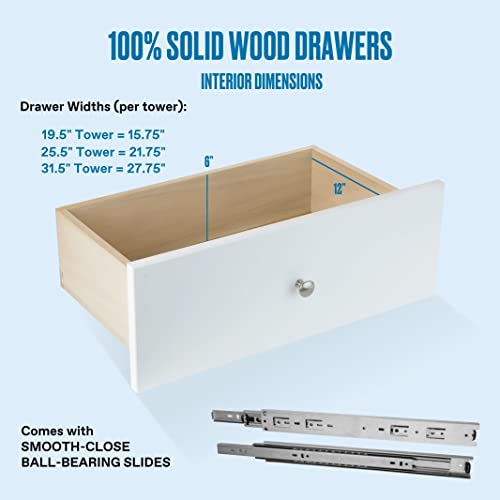 Closet Shelves Tower - Modular Closet System With Drawers (4) - Corner Closet System - Closet Organizers And Storage Shelves (White, 31.5 inches Wide) Closet Shelving - view 6