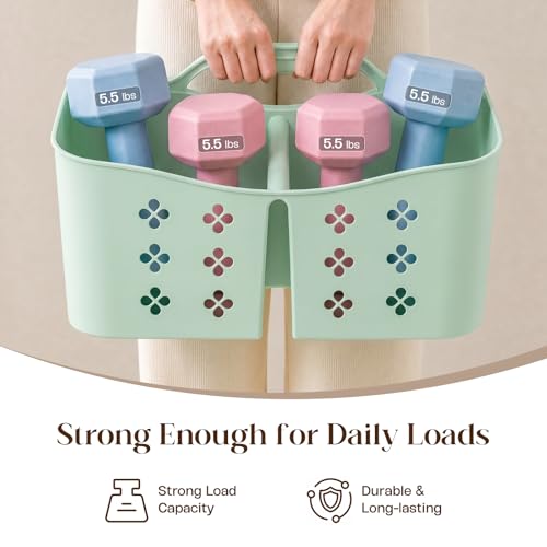 Portable Shower Caddy with Handle, Large Capacity Shower Basket Organizer, Quick-Drain Bathroom Storage Tote, Durable Plastic Shower Organizer for College Dorm, Beach, Gym Essentials, MintGreen - view 6
