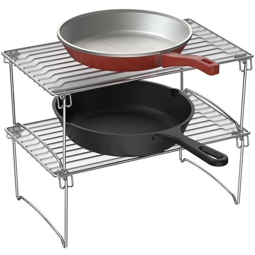 Stackable Cabinet Shelf Organizer, 2 Pack, Chrome - view 3
