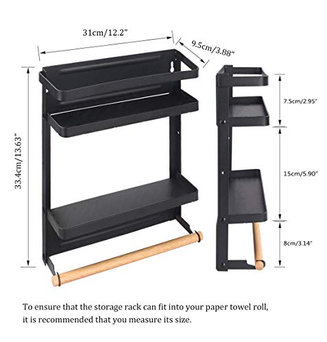 Refrigerator Shelf Organizer Magnetic Paper Towel Holder Kitchen Fridge Spice Rack Storage Spice Jars Holder(Black) - view 6