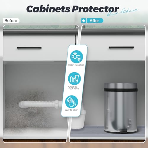 Under Sink Mat 28" x 22", Extra Thick Waterproof Silicone Liner, Cabinet Protector Tray Organizer for Kitchen (Grey) - view 3