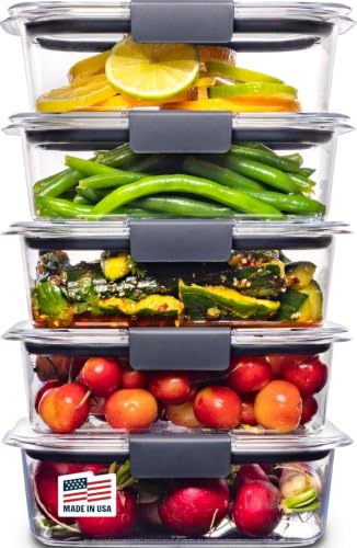 Brilliance Tritan Plastic Food Storage Containers BPA Free Airtight Lids Ideal for Lunch Meal Prep & Leftovers Set of 5 (3.2 Cup)