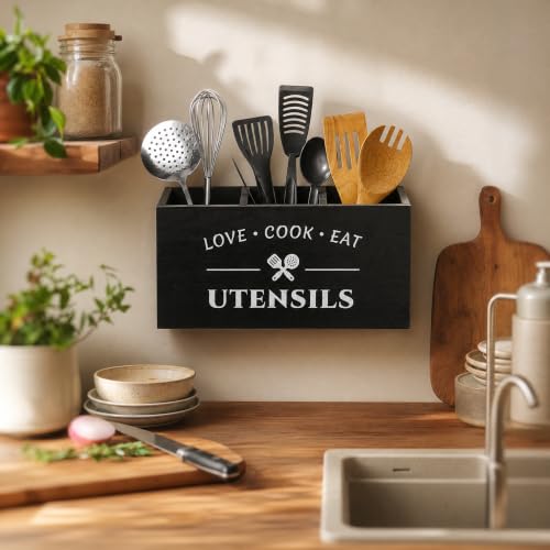 Wooden Kitchen Utensil Holder for Countertop - view 3