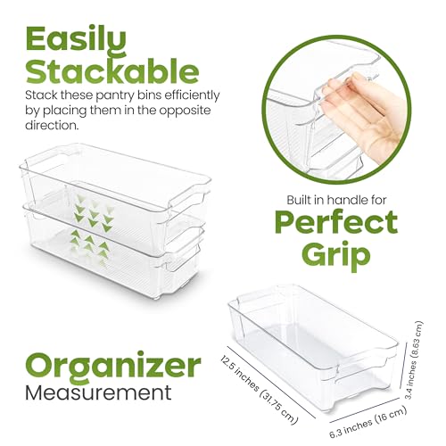 Plastic Stackable Storage Bins for Fridge, 8 Pack, Clear - view 3