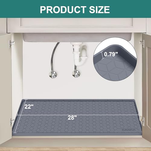 Under Sink Mat, 28"x22" Waterproof Tray for Cabinet, Holds 3 Gal - view 2