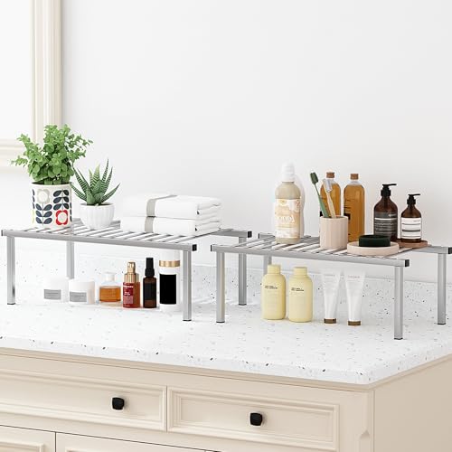 Expandable Cabinet Organizer Shelf, Set of 4, Gray - view 5