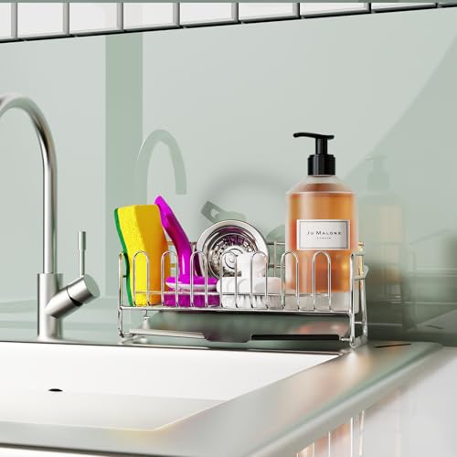 304 Stainless Steel Sponge Holder for Kitchen Sink(8.27x2.95x3.43)