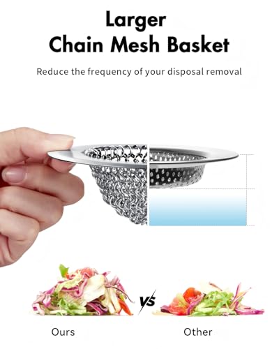 Kitchen Sink Drain Strainer,Patented Reversible Chain Mesh Basket Anti-Clog - view 4