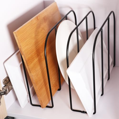 2 Pack Base Cabinet Tray Dividers 11.8 * 9 * 3inch Baking Sheet Organizer Rack Cookie Sheet Organizer Narrow U-shaped Wire Tray Divider Steel Cookware Holder with 3 Slots for Narrow cabinet - view 6