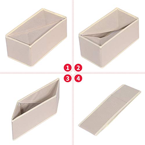 9 Pack Foldable Cloth Storage Box Closet Dresser Drawer Organizer Fabric Baskets Bins Containers Divider for Clothes Underwear Bras Socks Lingerie Clothing,Beige 090 - view 3