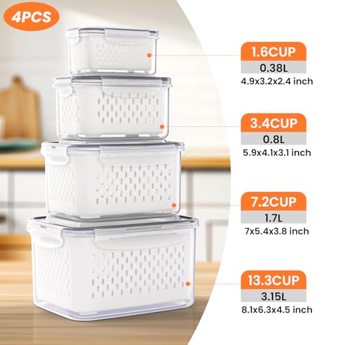 8 Pieces Fruit Storage Containers for Fridge with Lids and Strainer - view 2