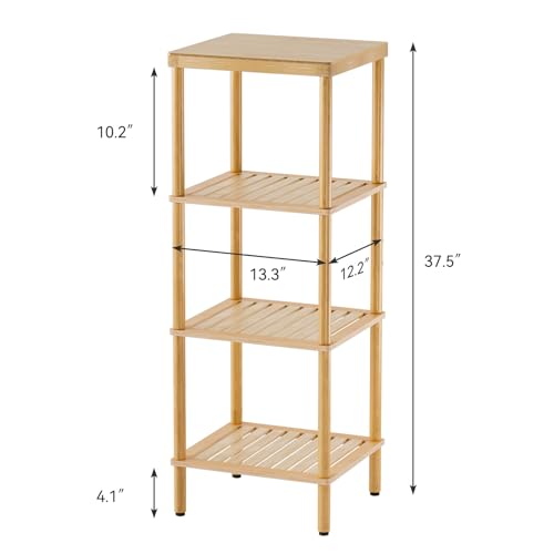 Bamboo Bathroom Shelf, 4-Tier Bathroom Storage Shelf, Multifunctional Storage Rack for Living Room Bedroom Kitchen, Space Saver - view 3