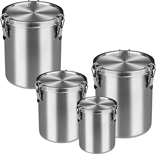 Bundle - 2 Items Compact Stainless Steel 100% Airtight Metal Canisters Sets for Small Kitchens
