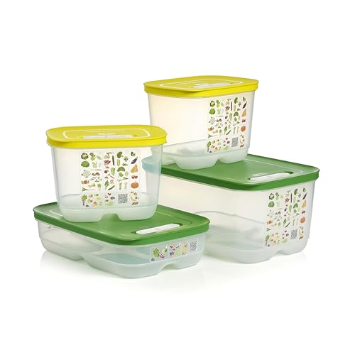 Fridgesmart 4 Piece Food Storage Container Set, Dishwasher Safe and BPA Free (4 Containers, 4 Lids)