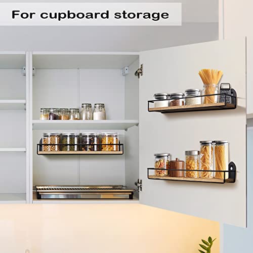 2 Pack Spice Rack Wall Mount Rustic Style Hanging Spice Organizer for Wall, Kitchen Spice Storage,Black - view 3