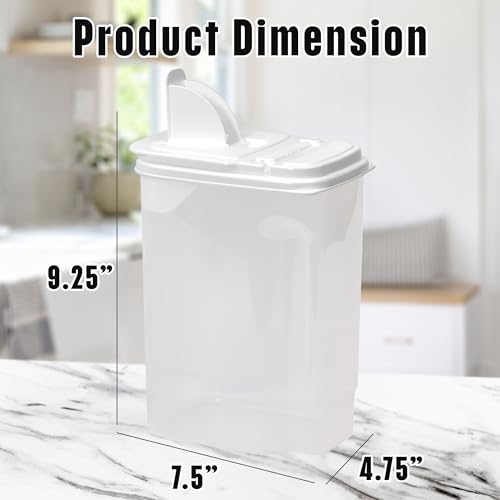 Large Food Storage Container - 3.75 Quart Sugar Buddy, All Purpose Clear Kitchen Organization and Storage - Sugar, Flour, Cereal, Rice Dispenser, EZ Pour Spout & Easy Grip Handle (White Lid) - view 6