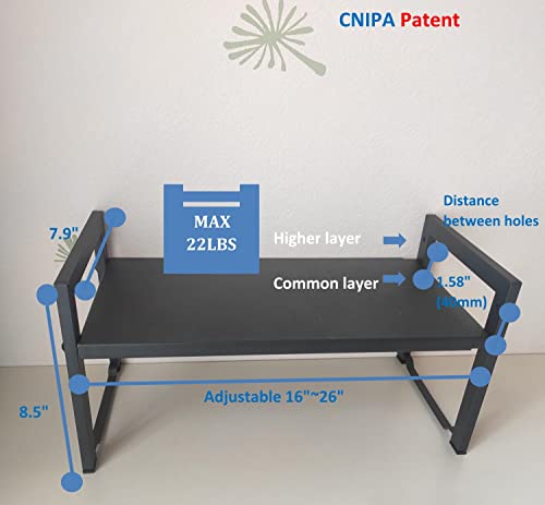 Expandable Cabinet Shelf 7.9"D Adjustable Countertop Riser Metal Rack Black - view 3