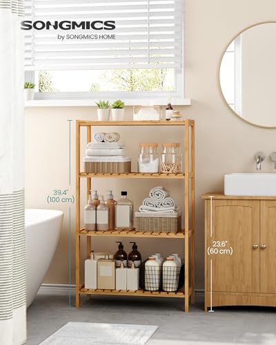 4-Tier Bamboo Shelf, Freestanding Bathroom Storage Rack - view 3