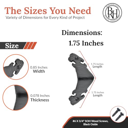 4 Pack - 1.75" Metal Corner Bracket for Furniture - Black - Handmade Decorative Corner Braces - Rustic Metal Corner Brackets for Tables, Desks, Shelves, Boxes and Chests - The Iberian Series - view 2