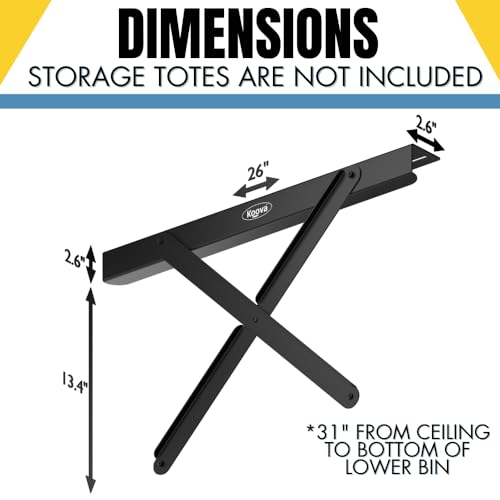 Dual Rail Heavy Duty Overhead Garage Storage System - Stacking Overhead Storage Rails, Made in USA, Easy Installation, Hardware Included, Tote Bin Storage Solution - view 3
