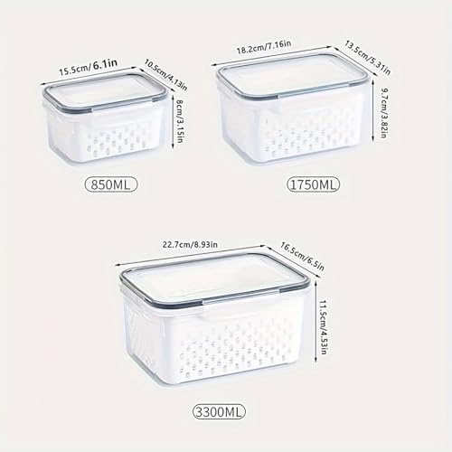 3pcs 4 in 1 Fruit Storage Containers for Fridge with Removable Colanders - view 2