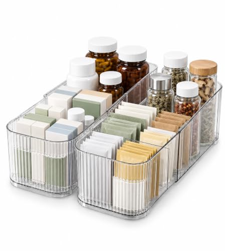 2-Pack Expandable Deep Drawer & Cabinet Organizer Bins