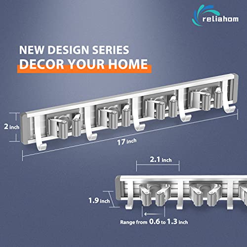 Broom Holder Wall Mount Mop Hanger Tools organizer 4Racks 5Hooks - view 6