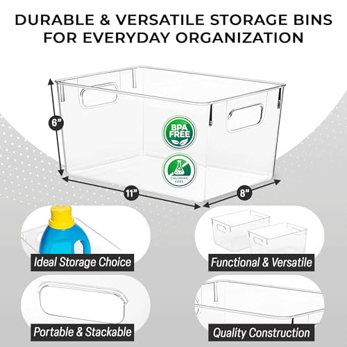 Clear Plastic Storage Bins – Pantry Organizers & Storage Containers, Cabinet Organizer - Home Organization Must Haves for Kitchen, Laundry Room, Office, Closet, Garage & Freezer - view 4