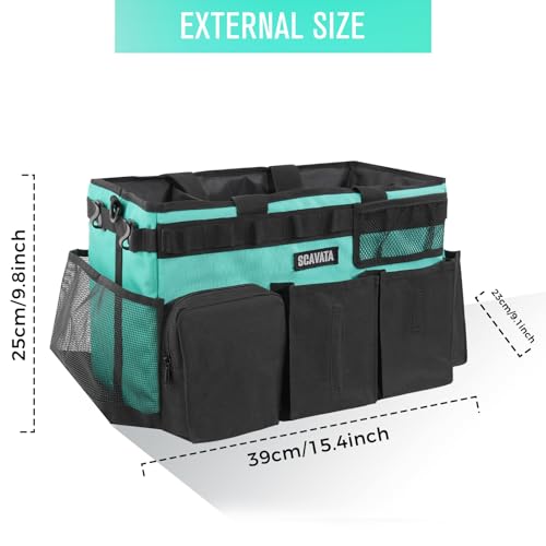 Wearable Cleaning Caddy Bag, Cleaning Caddy Supplies Organizer with Handle & Shoulder Straps for Housekeepers, Under Sink & Car Cleaning Tool Organizers with 4 Foldable Divider (Lake Blue) - view 5