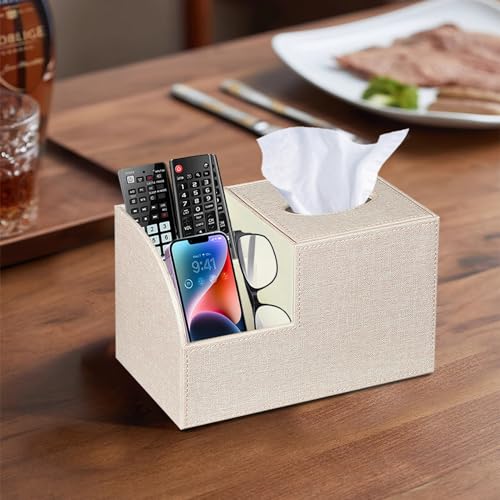 PU Leather Square Tissue Box Cover - Multi-Functional Tissue Box Holder - view 6