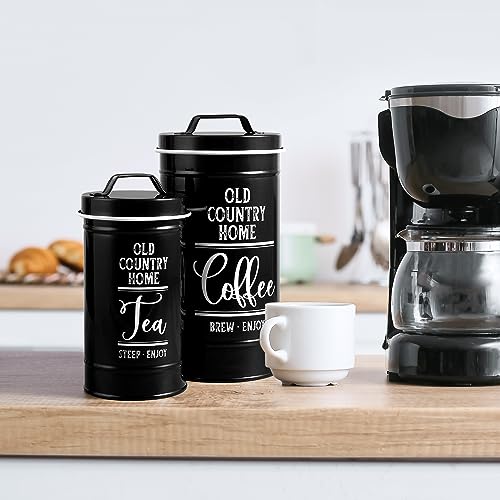 Black Canisters Sets for the Kitchen, Airtight Kitchen Canisters for Countertop, Flour and Sugar Containers, Tea Coffee Sugar Canister Set, Black Kitchen Decor and Accessories, Set of 4 - view 6