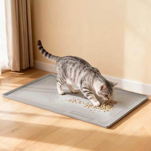 Under Sink Mat 34" X 22", Waterproof Silicone Cabinet Kitchen Liner, Gray - view 6