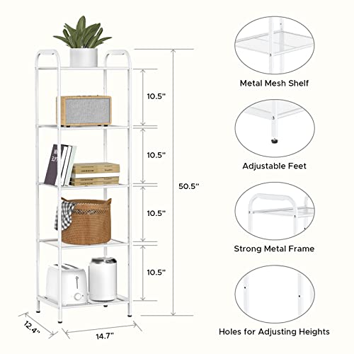 5 Tier Standing Shelf Units for Kitchen Storage Rack, White - view 3