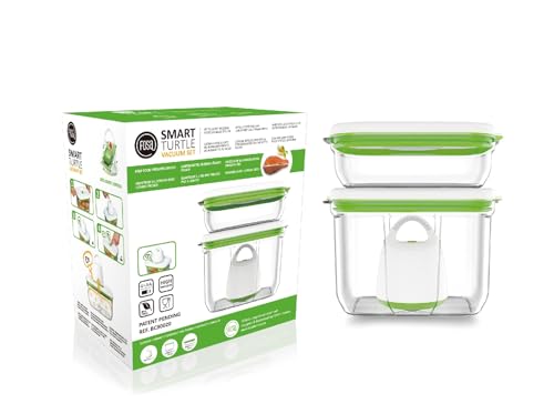Vacuum Seal Food Storage System - Reusable Containers Starter Set & 2 Large Stackable Containers for Freshness (Pump Not Included)