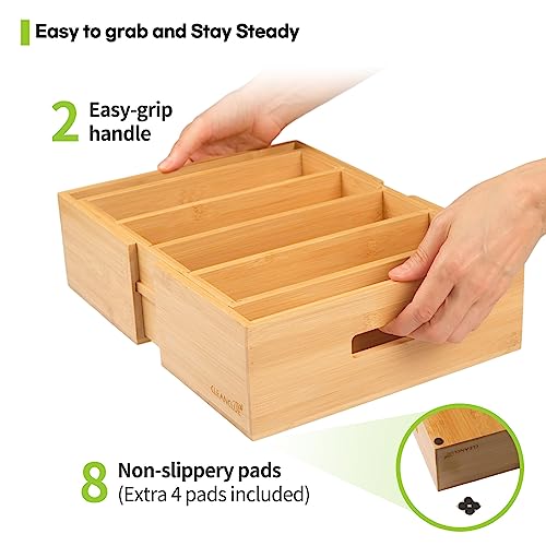 Expandable Bamboo Kitchen Cabinet Organizer for Food Container Lids Holder - view 4